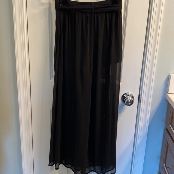 Abercrombie & Fitch Black Sheer Belted Wide Leg Pants - Picture 8 of 12